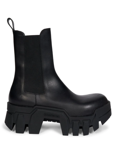 Balenciaga Bulldozer Leather Platform Chelsea Boots In Black