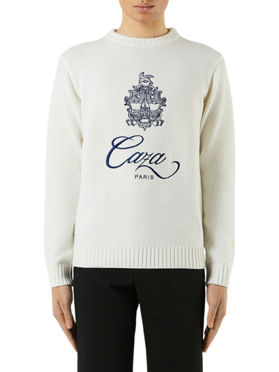 Casablanca Logo-embroidered Merino Wool And Cashmere-blend Sweater In Crema