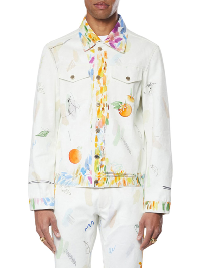 Casablanca White Work In Progress Denim Jacket In Multicolor