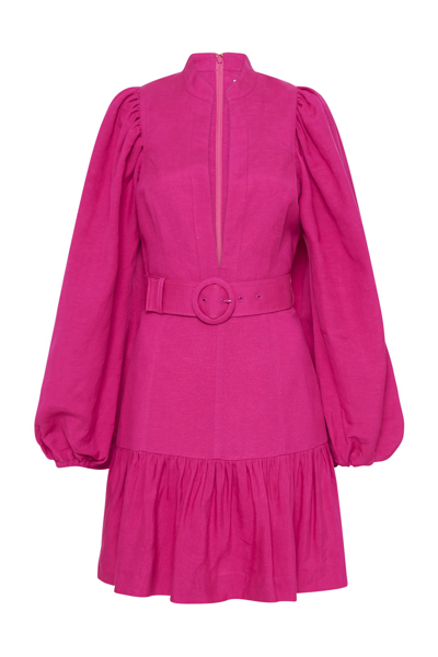 Rebecca Vallance -  Marianne Long Sleeve Mini Dress  - Size 14 In Pink