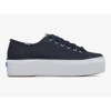 Keds Women's Triple Up Canvas Metallic Platform Casual Sneakers From Finish Line In Navy Silver