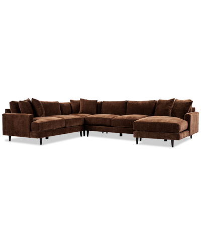 Furniture Closeout! Mariyah Fabric 4-pc. Sectional With Chaise, Created For Macy's In Brown