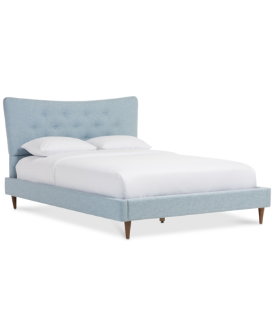 Furniture Jerell Modern King Linen Platform Bed In Light Blue