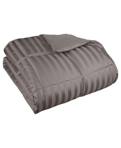 Superior Stripe Hypoallergenic Down Alternative Blanket, Twin In Grey