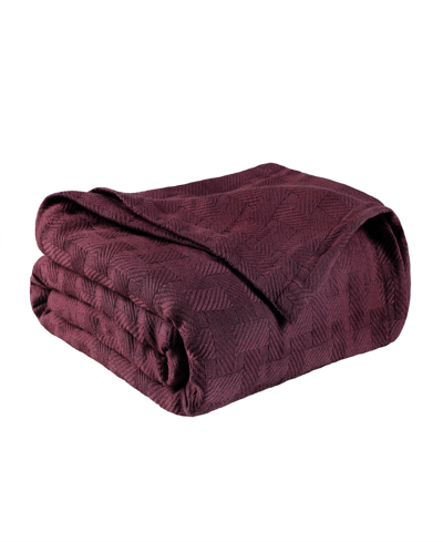 Superior Basket Weave All Season Cotton Blanket, Full/queen In Plum