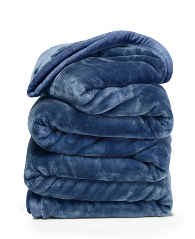 Clara Clark Ultra Plush Raschel Mink Blanket, Twin/full In Navy Blue