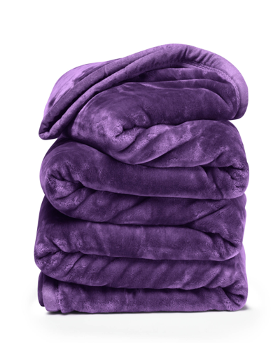 Clara Clark Ultra Plush Raschel Mink Blanket, Queen/king In Eggplant Purple