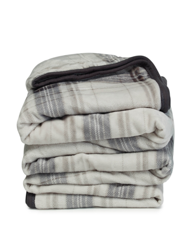 Clara Clark Ultra Plush Raschel Mink Blanket, Queen/king In Gray Plaid