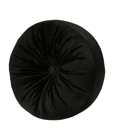 Royal Court Montecito Tufted Decorative Pillow, 15" Round Bedding In Black