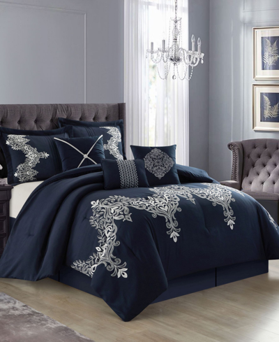 Stratford Park Fannie 7-piece Comforter Set, Queen In Navy