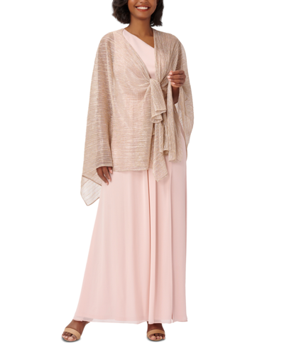 Adrianna Papell Asymmetrical-hem Shawl In Champagne Gold