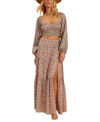 BILLABONG X THE SALTY BLONDE JUNIORS' FREE LOVE PRINTED MAXI SKIRT