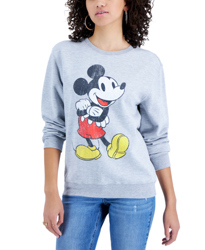 Disney Juniors' Mickey Mouse Graphic Pullover Top In Heather Grey