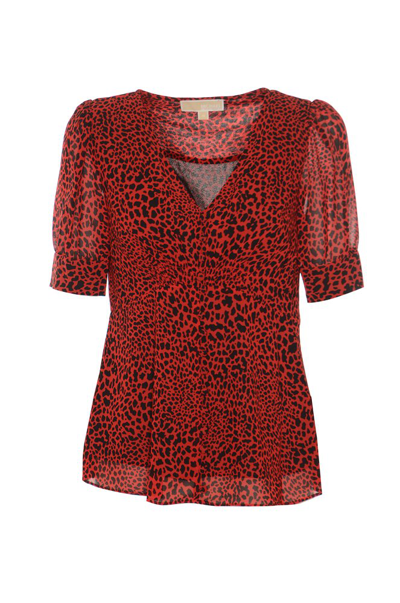 Michael Michael Kors Leopard Printed V In Red