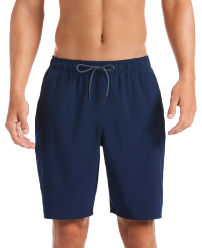 Nike Men's Contend Water-repellent Colorblocked 9" Swim Trunks In Midnight Navy