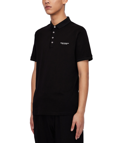 Ax Armani Exchange A X Armani Exchange Men's Milano/new York Logo-print Polo Shirt In Black