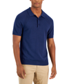 ALFANI MEN'S RIBBED RAGLAN SWEATER-KNIT POLO SHIRT, CREATED FOR MACY'S