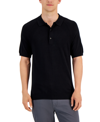 ALFANI MEN'S RIBBED RAGLAN SWEATER-KNIT POLO SHIRT, CREATED FOR MACY'S