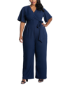 Kiyonna Charisma Crepe Jumpsuit In Navy