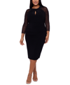 BETSY & ADAM PLUS SIZE EMBELLISHED-SLEEVE BODYCON DRESS