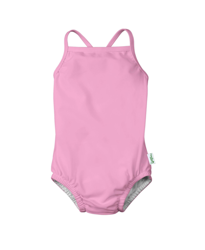 Green Sprouts I Play. Baby Girls One Piece Classic Swimsuit With Built-in Reusable Swim Diaper In Light Pink