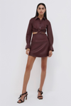 Simkhai Elias Vegan Leather Mini Shirt Dress In Merlot