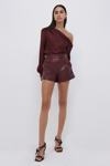 Jonathan Simkhai Chace Vegan Leather Short In Merlot