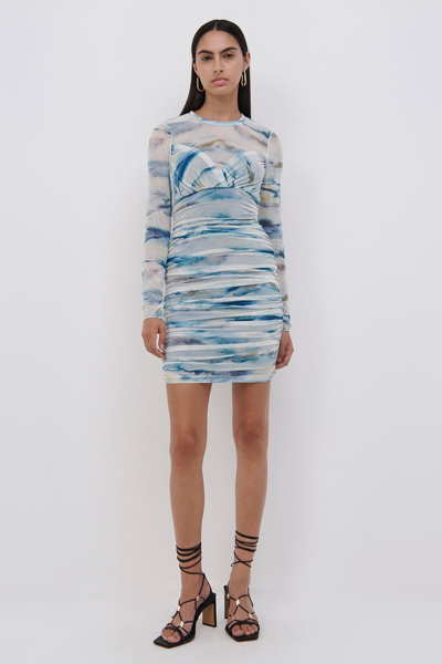 Jonathan Simkhai Nica Mesh Mini Dress In Watercolor Print