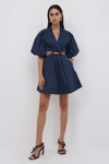Simkhai Aulora Cut-out Poplin Mini Dress In Midnight