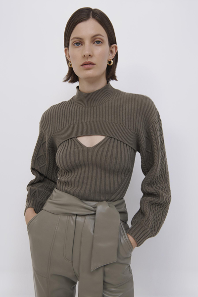 Jonathan Simkhai Elkie Fisherman Turtleneck In Olivine