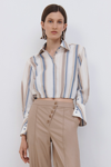 Jonathan Simkhai Blythe Stripe Cropped Button Up Shirt In Nougat Stripe