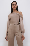 Jonathan Simkhai Alice Classic Woven One-shoulder Top In Beige