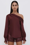 Jonathan Simkhai Alice Classic Wovens One Shoulder Top In Mulberry