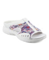 Easy Spirit Women's Traciee Flat Sandals Women's Shoes In White Denim Floral- Textile/faux Leathe