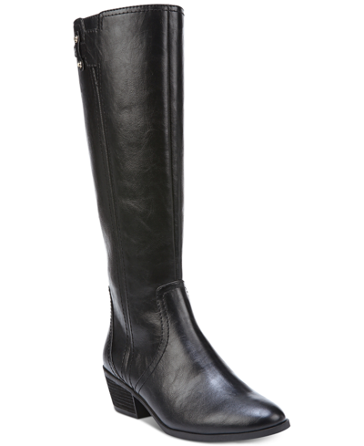 Dr. Scholl's Women's Brilliance Wide-calf Tall Boots Women's Shoes In Black Faux Leather