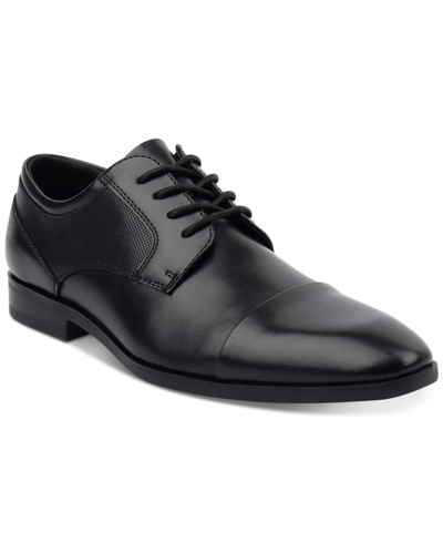 Alfani Men's Victor Faux-leather Lace-up Cap-toe Dress Shoes, Created For Macy's In Black