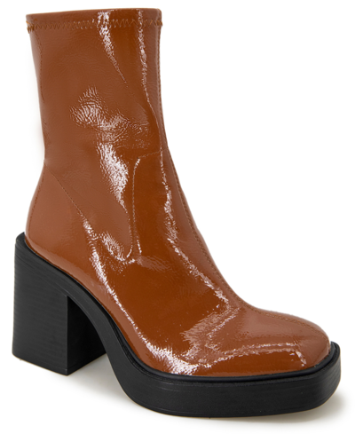 Kenneth Cole New York Women's Amber Platform Dress Booties Women's Shoes In Chocolate