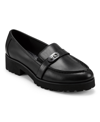 Easy Spirit Women's Wendy Block Heel Casual Slip-on Loafers Women's Shoes In Black Leather