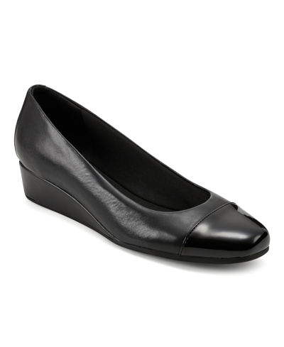 Easy Spirit Women's Gracey Round Toe Slip-on Wedge Dress Pumps Women's Shoes In Black