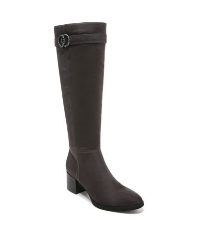 Lifestride Daring Wide Calf High Shaft Boots In Stone Grey Fabric