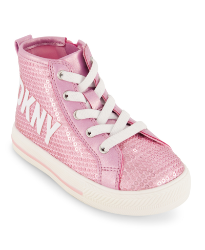 Dkny Babies' Toddler Girls Sequin High Top Sneakers In Blush