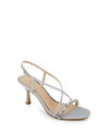 Jewel Badgley Mischka Women's Alexis Crisscross Strap Evening Sandals In Silver Glitter