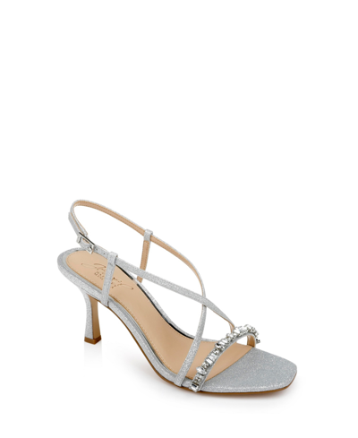 Jewel Badgley Mischka Women's Alexis Crisscross Strap Evening Sandals In Silver Glitter