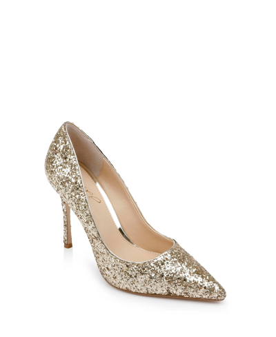 Jewel Badgley Mischka Women's Azalea Chunky Glitter Stiletto Evening Pumps In White