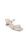 Jewel Badgley Mischka Women's Alessia Block Heel Evening Slide Sandals In Silver Texture Metallic