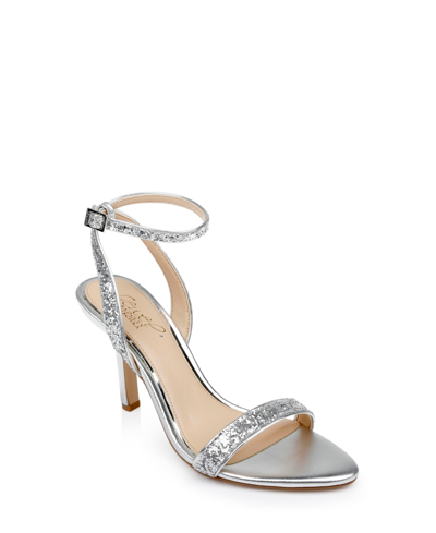 Jewel Badgley Mischka Women's Ojai Ii Almond Toe Stiletto Evening Sandals In Silver Glitter