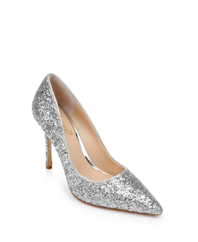 Jewel Badgley Mischka Women's Azalea Chunky Glitter Stiletto Evening Pumps In Silver