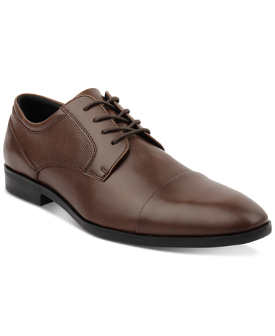 Alfani Men's Victor Faux-leather Lace-up Cap-toe Dress Shoes, Created For Macy's In Brown