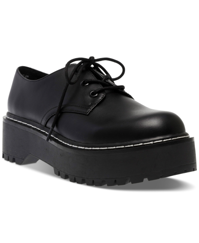 Wild Pair Authentick Lug Oxfords, Created For Macy's In Black Smooth