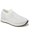 Kenneth Cole Reaction Cameron Jewel Jogger Womens Fitness Lifestyle Slip-on Sneakers In White